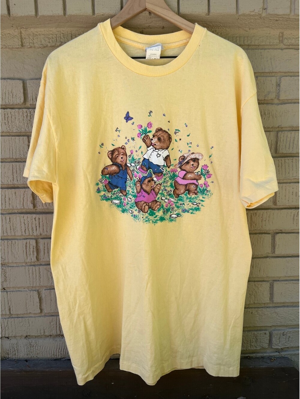 Vintage Basic Edition Teddy Bear XL Extra Large T Shirt Cotton Made USA - flaws